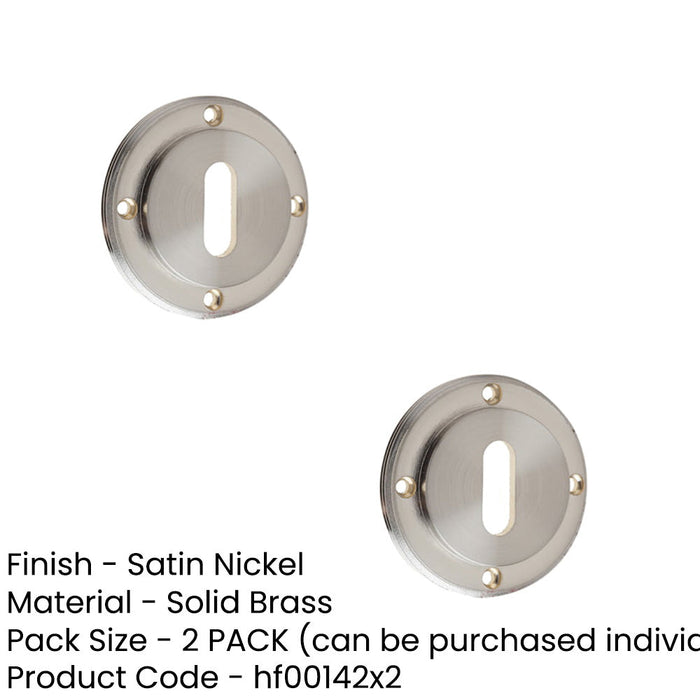 PACK Satin Nickel Standard Keyway Escutcheons Stylish Security Solution Solid Brass Hole Cover (1)-1