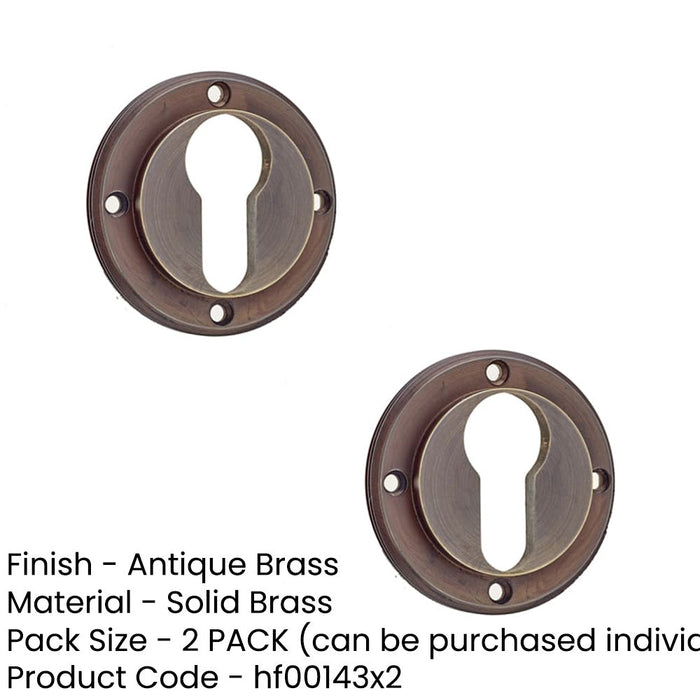 PACK Euro Profile Escutcheons Antique Brass Enhanced Security Solid Brass Hole Cover (1)-1