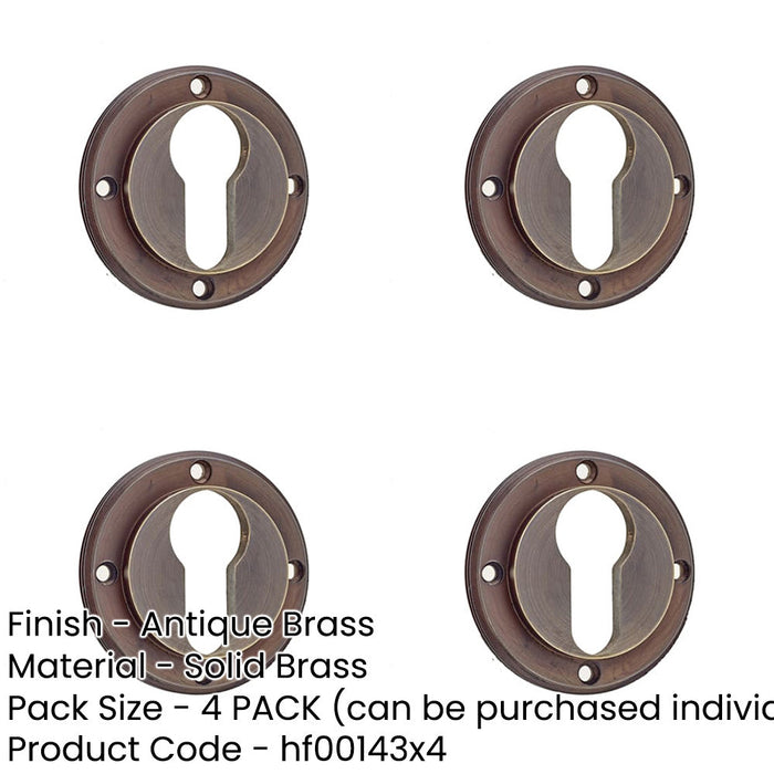 PACK Euro Profile Escutcheons Antique Brass Enhanced Security Solid Brass Hole Cover-1