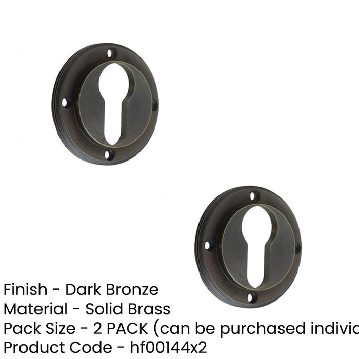 PACK Elegant Euro Profile Escutcheons Dark Bronze Finish Solid Brass Hole Cover (1)-1
