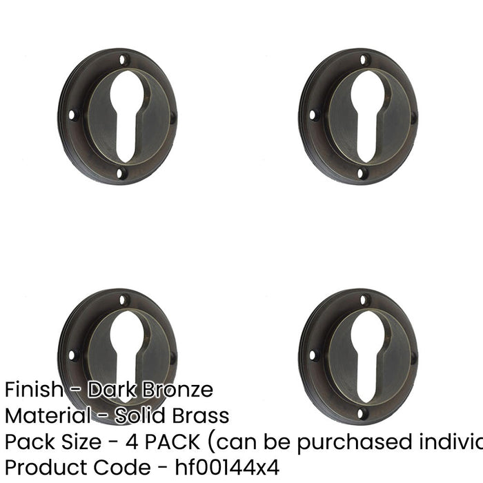 PACK Elegant Euro Profile Escutcheons Dark Bronze Finish Solid Brass Hole Cover-1