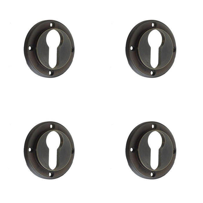 PACK Elegant Euro Profile Escutcheons Dark Bronze Finish Solid Brass Hole Cover