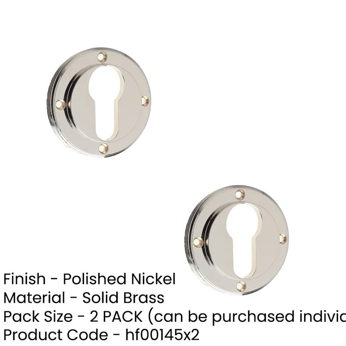PACK Polished Nickel Euro Profile Escutcheons Elegant Security Solution Solid Brass Hole Cover (1)-1