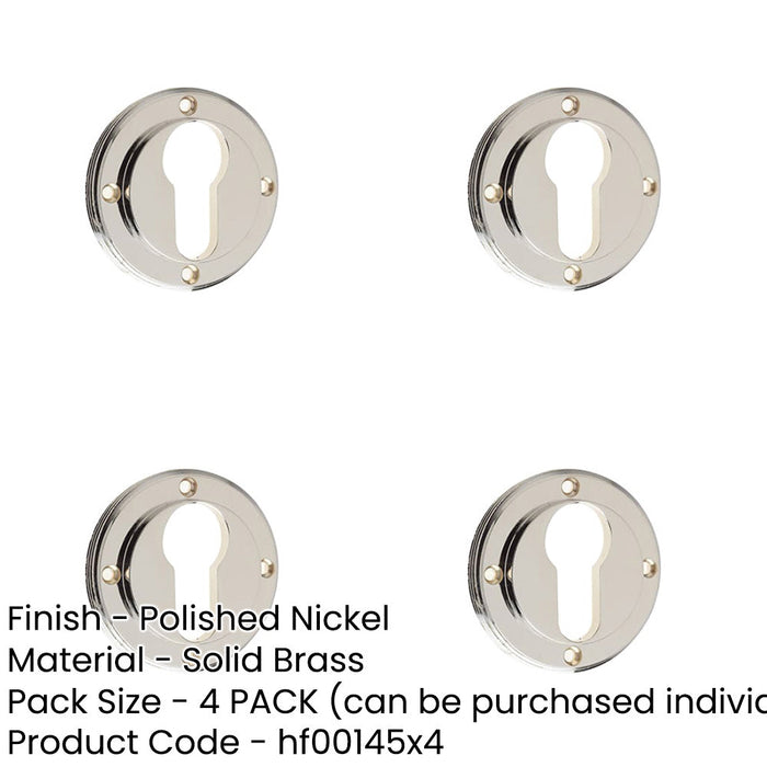 PACK Polished Nickel Euro Profile Escutcheons Elegant Security Solution Solid Brass Hole Cover-1