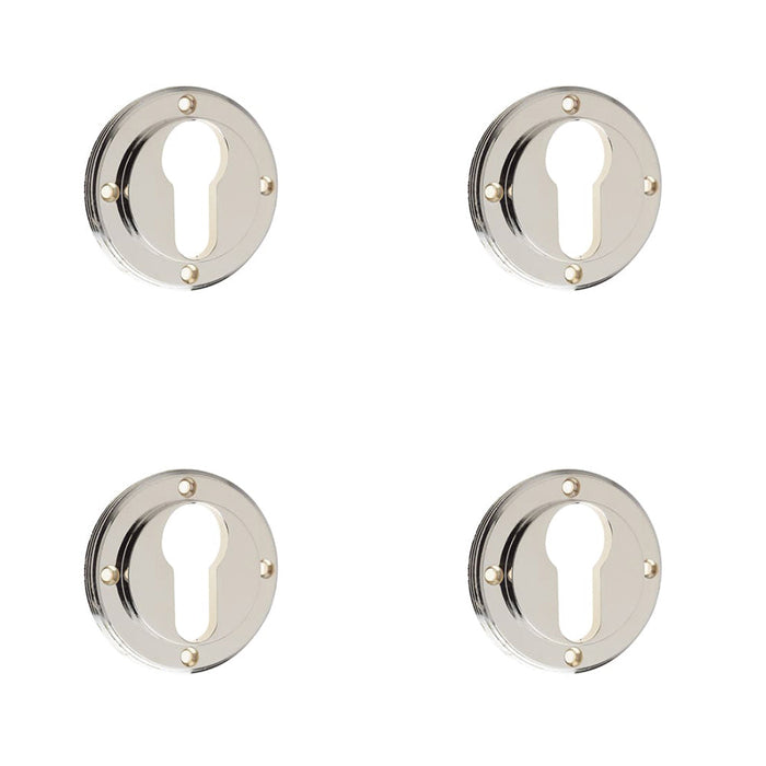 PACK Polished Nickel Euro Profile Escutcheons Elegant Security Solution Solid Brass Hole Cover