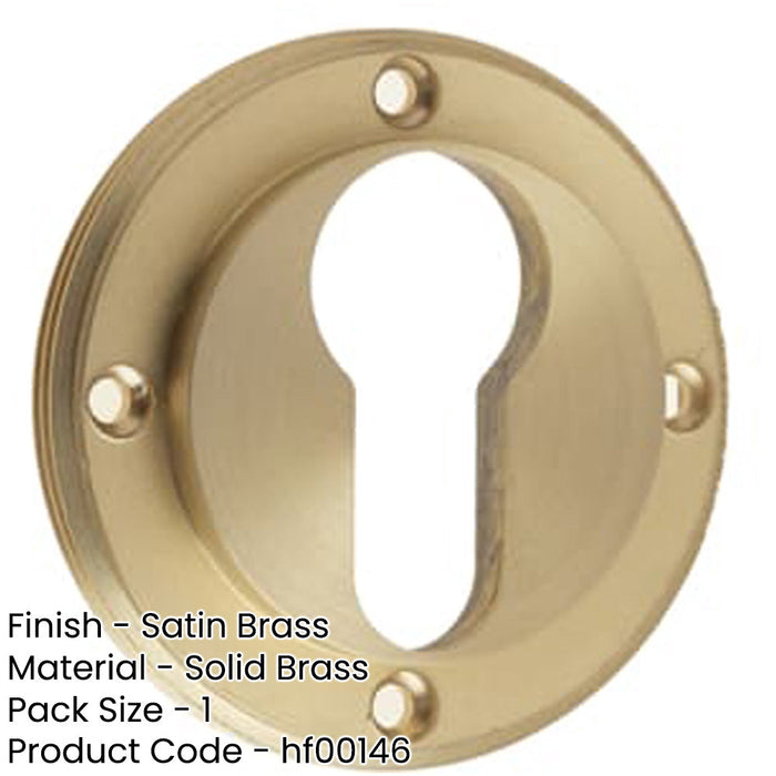 Elegant Satin Brass Euro Profile Escutcheons with Keyway Design Solid Brass Hole Cover-1