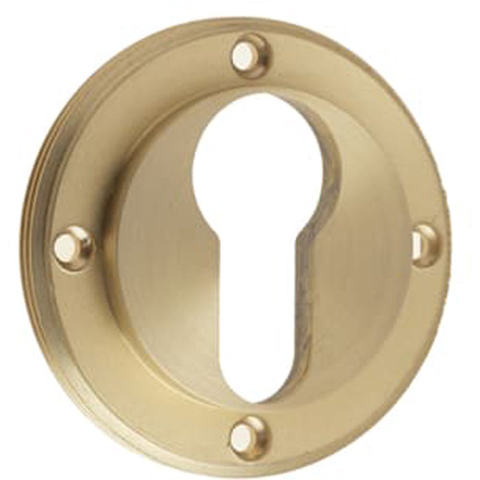 Elegant Satin Brass Euro Profile Escutcheons with Keyway Design Solid Brass Hole Cover