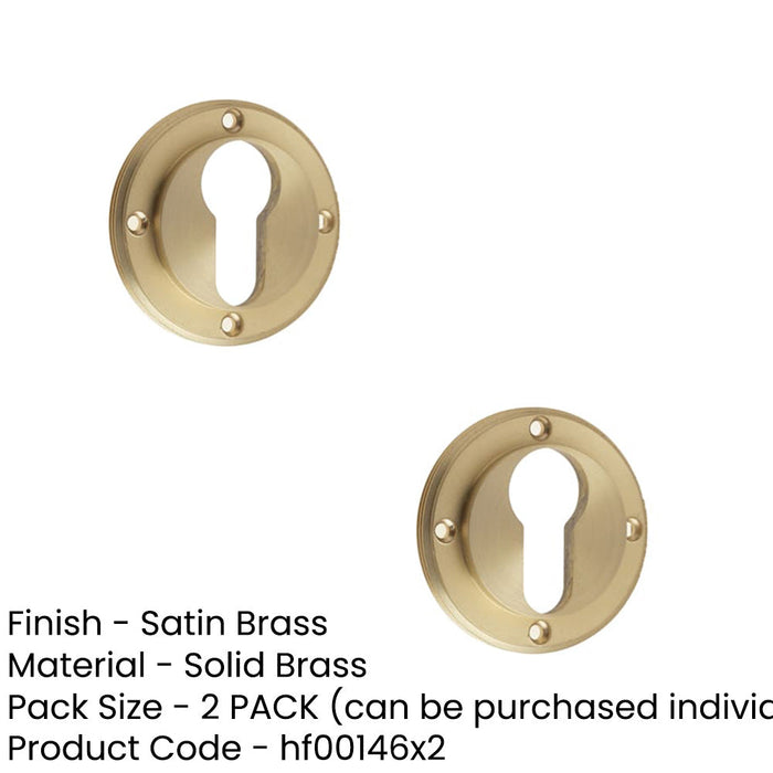 PACK Elegant Satin Brass Euro Profile Escutcheons with Keyway Design Solid Brass Hole Cover (1)-1