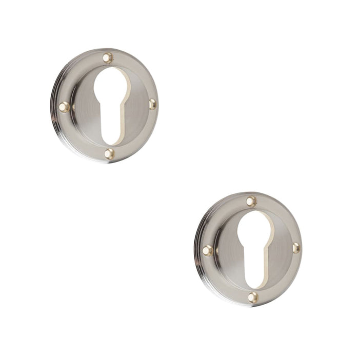PACK Stylish Euro Profile Escutcheons Satin Nickel Finish Solid Brass Hole Cover (1)