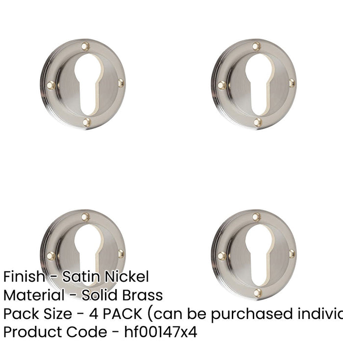 PACK Stylish Euro Profile Escutcheons Satin Nickel Finish Solid Brass Hole Cover-1