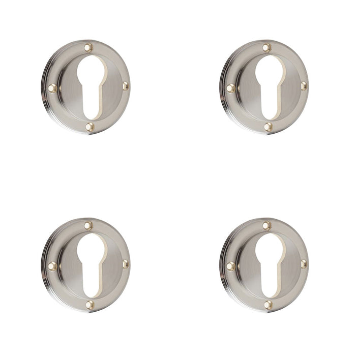 PACK Stylish Euro Profile Escutcheons Satin Nickel Finish Solid Brass Hole Cover