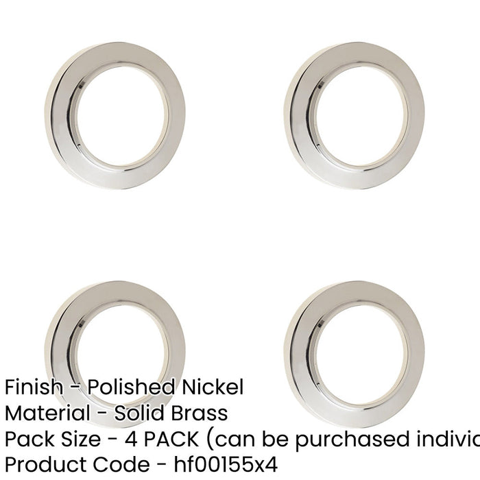 PACK Elegant Chamfered Outer Roses Escutcheons Polished Nickel Solid Brass Hole Cover-1