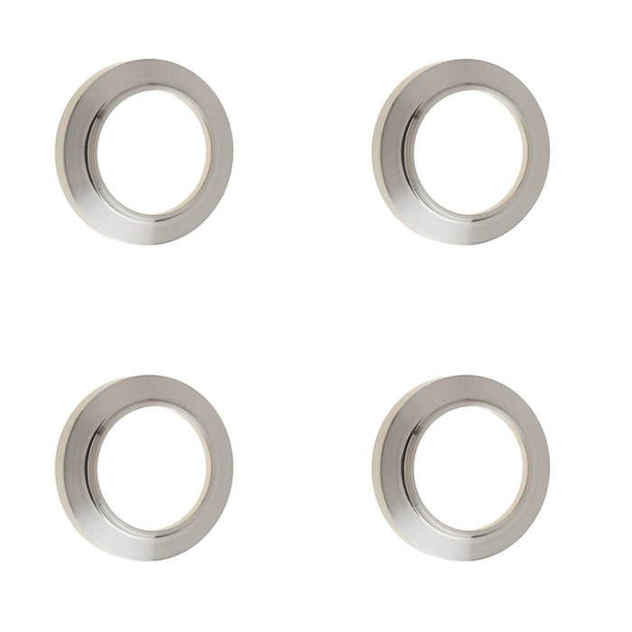 PACK Elegant Chamfered Outer Roses Escutcheons Satin Nickel Finish Solid Brass Hole Cover