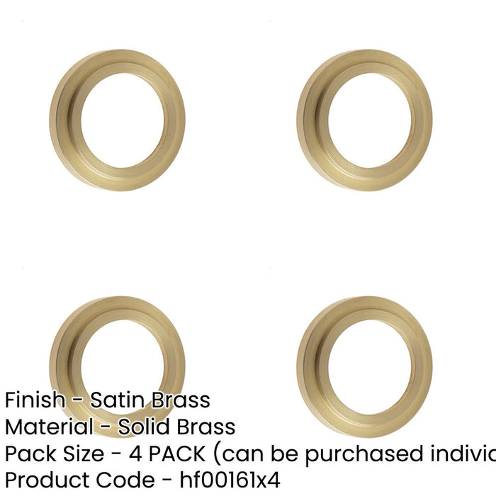 PACK Modern Satin Brass Stepped Outer Roses Escutcheons Solid Brass Hole Cover-1