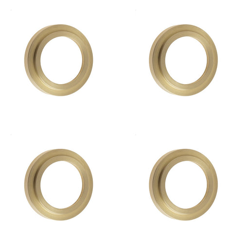 PACK Modern Satin Brass Stepped Outer Roses Escutcheons Solid Brass Hole Cover