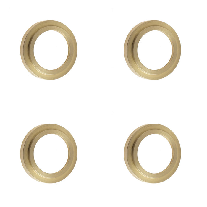 PACK Modern Satin Brass Stepped Outer Roses Escutcheons Solid Brass Hole Cover