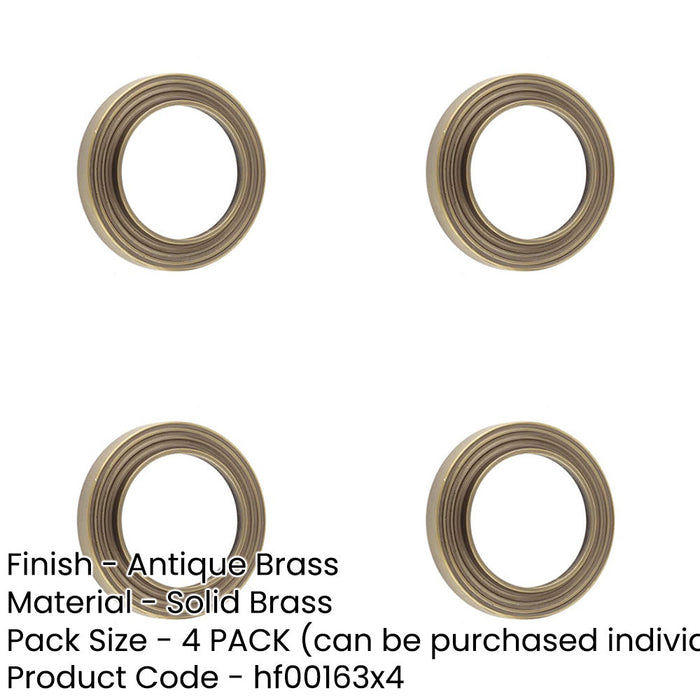 PACK Elegant Reeded Outer Roses Escutcheons Antique Brass Finish Solid Brass Hole Cover-1