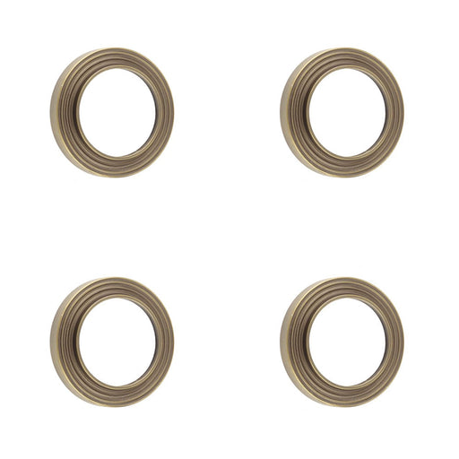 PACK Elegant Reeded Outer Roses Escutcheons Antique Brass Finish Solid Brass Hole Cover