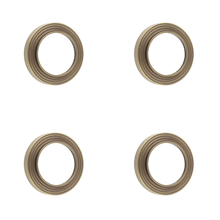 PACK Elegant Reeded Outer Roses Escutcheons Antique Brass Finish Solid Brass Hole Cover