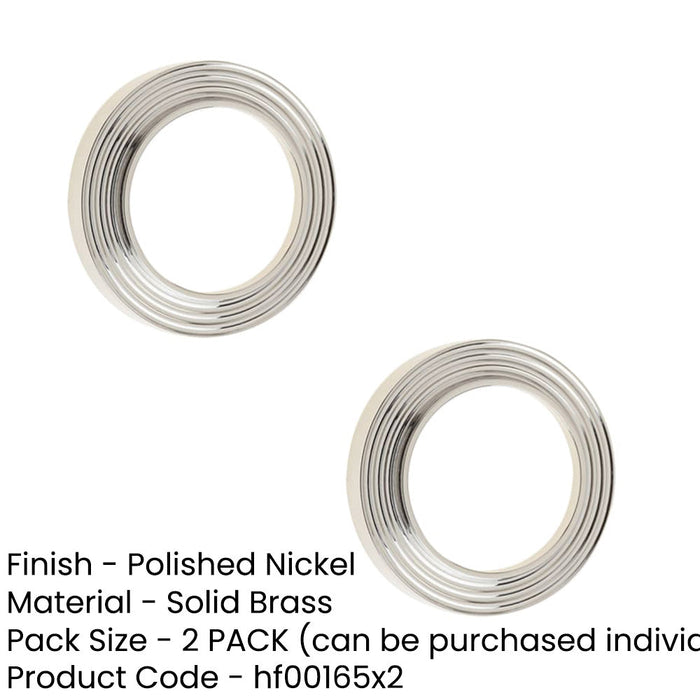 PACK Elegant Reeded Outer Roses Escutcheons Polished Nickel Finish Solid Brass Hole Cover (1)-1