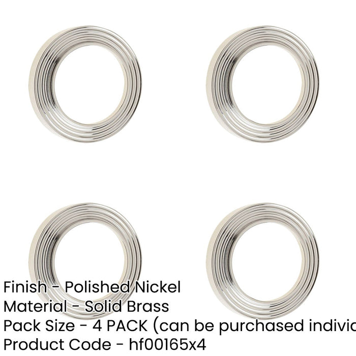 PACK Elegant Reeded Outer Roses Escutcheons Polished Nickel Finish Solid Brass Hole Cover-1