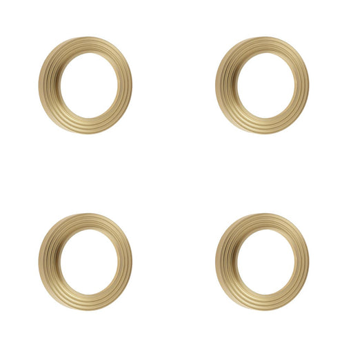 PACK Reeded Outer Roses Escutcheons Satin Brass Finish Solid Brass Hole Cover