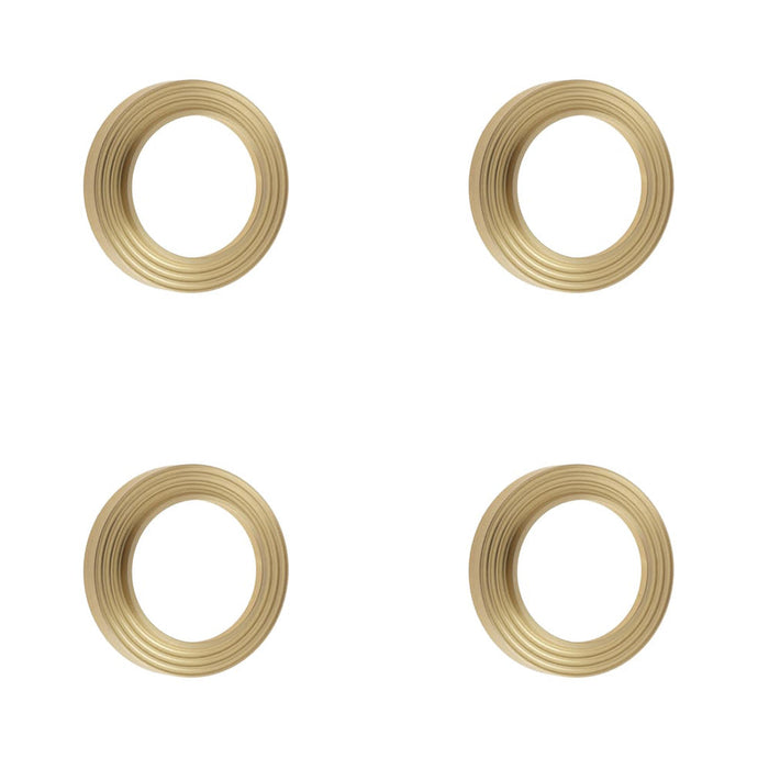 PACK Reeded Outer Roses Escutcheons Satin Brass Finish Solid Brass Hole Cover