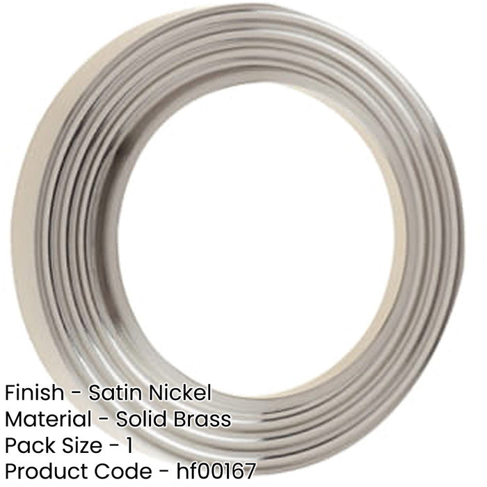 Elegant Reeded Outer Roses Escutcheons Satin Nickel Finish Solid Brass Hole Cover-1