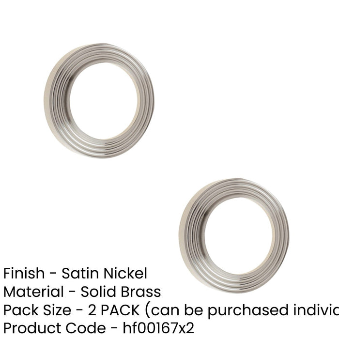 PACK Elegant Reeded Outer Roses Escutcheons Satin Nickel Finish Solid Brass Hole Cover (1)-1