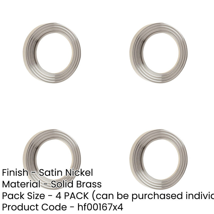 PACK Elegant Reeded Outer Roses Escutcheons Satin Nickel Finish Solid Brass Hole Cover-1