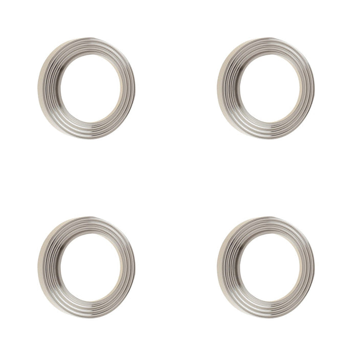 PACK Elegant Reeded Outer Roses Escutcheons Satin Nickel Finish Solid Brass Hole Cover