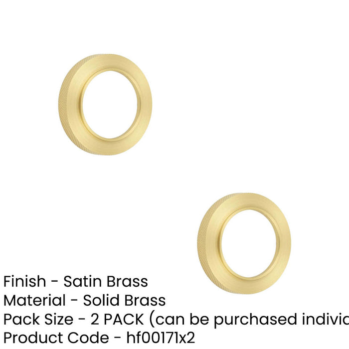 PACK Stylish Knurled Outer Rose Escutcheon Satin Brass Solid Brass Hole Cover (1)-1