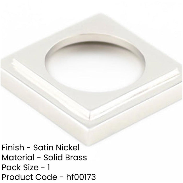 Stylish Stepped Square Outer Rose Satin Nickel Escutcheon Hardware Solid Brass Hole Cover-1