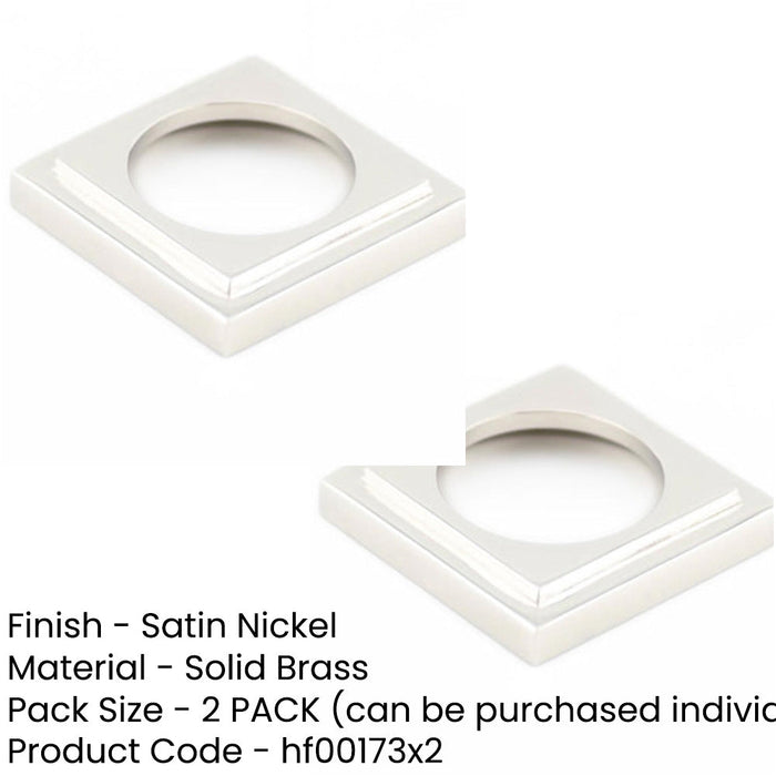 PACK Stylish Stepped Square Outer Rose Satin Nickel Escutcheon Hardware Solid Brass Hole Cover (1)-1