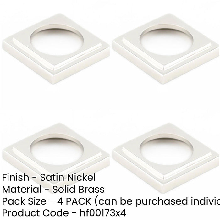 PACK Stylish Stepped Square Outer Rose Satin Nickel Escutcheon Hardware Solid Brass Hole Cover-1