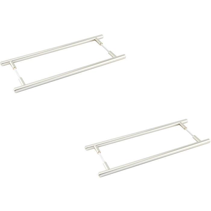 PACK Satin Nickel Pull Handle 425mm Modern Interiors Door Handle (2)