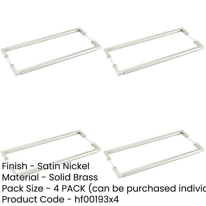 PACK Satin Nickel Pull Handle 425mm Back Back Modern Cabinets Door Handle-1