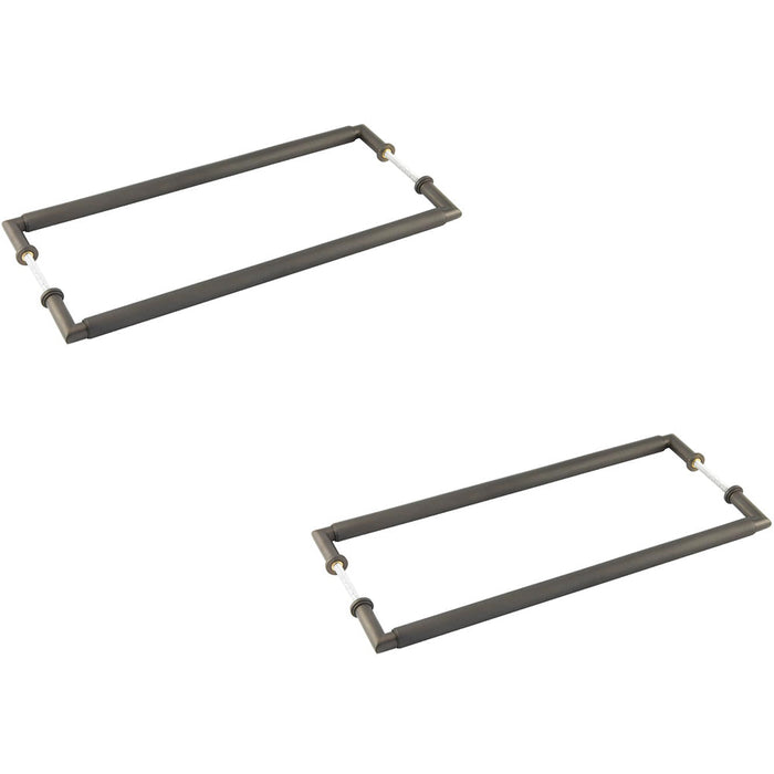 PACK Elegant Back Back Dark Bronze Pull Handle 425mm Solid Brass Design Door Handle (1)