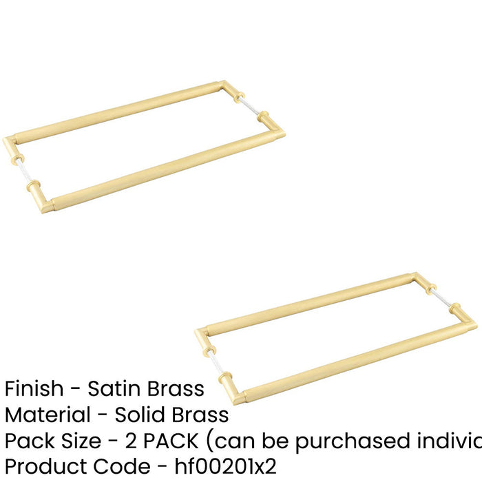 PACK Satin Brass Back Back Pull Handle 425mm Stylish Design Door Handle (1)-1