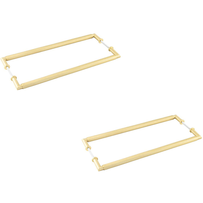 PACK Satin Brass Back Back Pull Handle 425mm Stylish Design Door Handle (1)