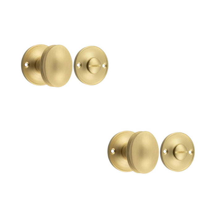 PACK 40mm Satin Brass Turn Release Mechanism Luxury Door Knob Door Handle (1)