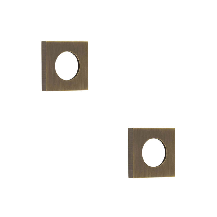 PACK Stylish Square Plain Outer Rose Antique Brass Finish Door Handle (1)