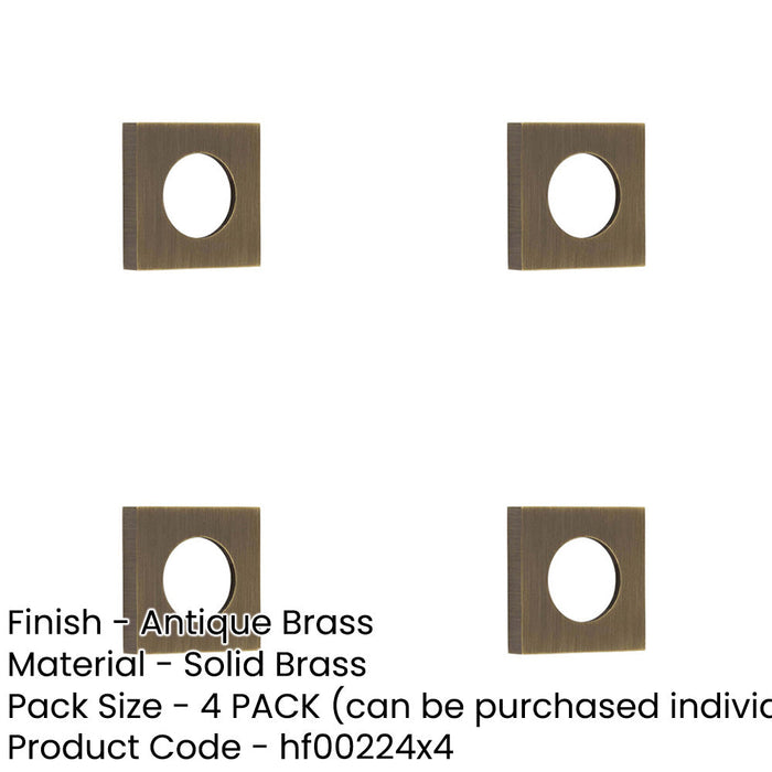 PACK Stylish Square Plain Outer Rose Antique Brass Finish Door Handle-1