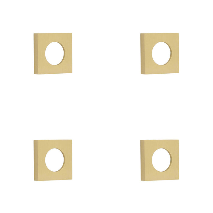 PACK Elegant Square Plain Outer Rose Satin Brass Finish Modern Doors Door Handle