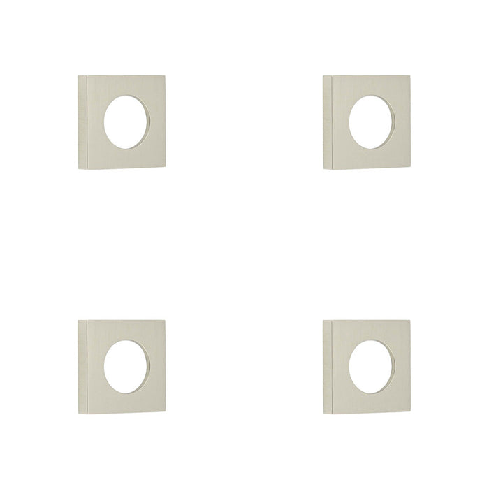 PACK Elegant Square Satin Nickel Door Rose Solid Brass Door Handle