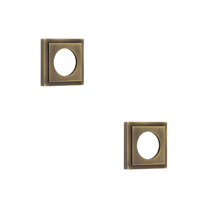 PACK Antique Brass Square Stepped Outer Rose Doors Door Handle (1)