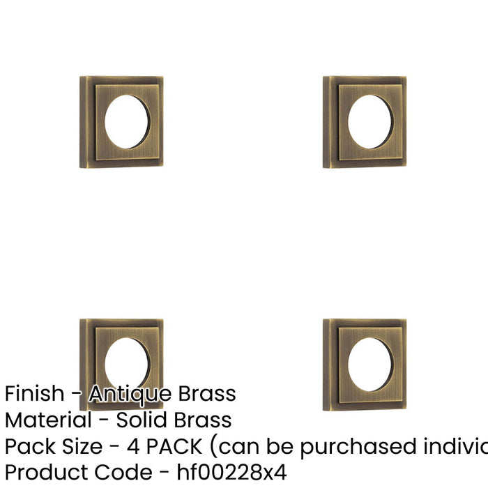 PACK Antique Brass Square Stepped Outer Rose Doors Door Handle-1