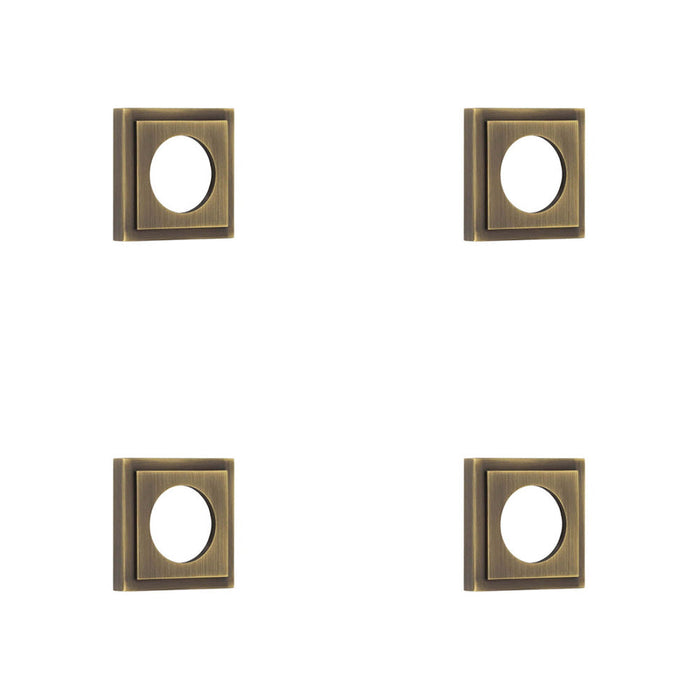 PACK Antique Brass Square Stepped Outer Rose Doors Door Handle