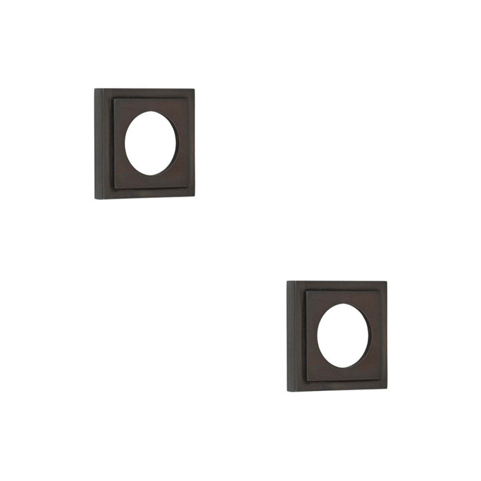 PACK Stylish Square Stepped Outer Rose Dark Bronze Finish Door Handle (1)
