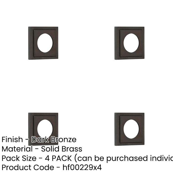 PACK Stylish Square Stepped Outer Rose Dark Bronze Finish Door Handle-1